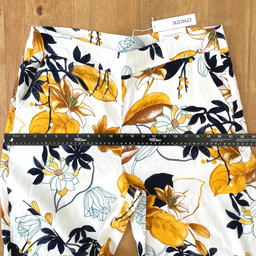 Chico's Tropic Garden Floral Stretch Linen Wide Leg Pull On Pants Size 3R 16R - Picture 13 of 16